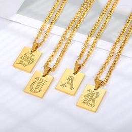 Pendant Necklaces A-Z Initials For Men Women Stainless Steel Letter Nameplate Neck Chains Punk Jewellery BFF Gifts Collier Femme