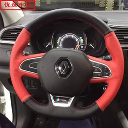 Steering Wheel Covers Customised For Kaptur Captur Kangoo Scenic Megane Grand Hand-Stitched Leather Car Cover Accessories
