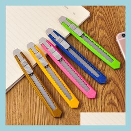 Utility Knife Retractable Paper Cutter Metal Candy Colour Mini Pencil Wallpaper Sharpener Portable Office Stationery Drop Delivery Sc Dhza0