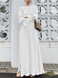 Casual Dresses ZANZEA Gaun Maxi Pesta Mode 2023 Kaftan Swing Elegan Prancis Longue Jubah Lengan Panjang Polos Wanita Vestido A Line Retro Musim Semi 230516