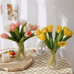 Decorative Flowers 3pcs Tulip Artificial Flower Finished Fake Arrangement For Vase Living Room Desktop Ornament Home Office Decor