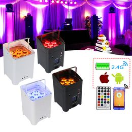 10pcs App control uplighting 4*18W 6in1 RGABW UV LED Battery Projector LED Par Lamps for wedding Christmas party up light Indoor stage spotlight