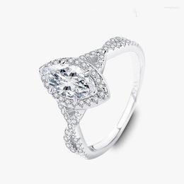 Cluster Rings Moissanite Ring 1.0CT Horse Eye Female 925 Sterling Silver European And American Luxury Elegant Jewelry