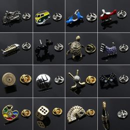 High Quality Men's Lapel Pin Noveltly Brooch Motorcycle Airplane Bus Fish Bone Shirt Collar Necktie Pin Jewelry Accessories Gift