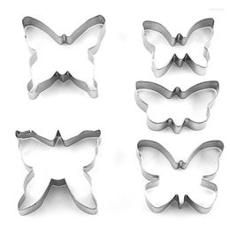 Baking Moulds 5pcs/set Stainless Steel Biscuit Mould Butterfly Shape Fondant Cake Mold DIY 3D Pastry Cookie Cutters Tools