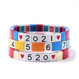 Link Bracelets 2023 Number Tile Beads Strand Bracelet Friendship Wrap Gifts For The Year Handmade Charm Women Accessories