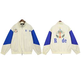 Hot sale Rhude mens tracksuits y2k sports suit designer jacket pants stitching Colour pair womens street casual fashion 333 1 0APR