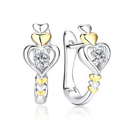 Hoop Earrings & Huggie Sterling Silver Heart Shaped Separated For Woman Glamour Jewelry GiftHoop
