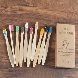 Toothbrush 10 Pieces Children Colorful Eco Soft Bristle Bamboo Kids Bambou Vegan Tooth Dental Oral Care Plastic Free 230517