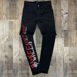 Men's Jeans Y2k Man Black Ripped Stretchy Skinny Slim Fit Drill Punk Streetwear Biker Trousers Men's All-match Denim Pencil Pants