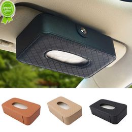 New Leather Sun Visor Napkin Box Holder Hanging Car Mask Holder Shading Tissue Case Organiser Auto Storage Decoration Craft Ornament