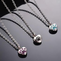 Pendant Necklaces Stainless Steel Rhinestone Pet Cremation Ash Urn Necklace Heart For Memorial Jewellery