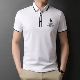 Men's Polos 2023 Summer Cotton Thin Breathable Short Sleeve High end Fashion Letter Embroidery polo shirt Luxury Tshirt 230517