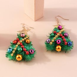 Dangle Earrings F19D Women Unique Charm Felt Christmas Tree Pendant Year Jewelry Handmade Drop Earring
