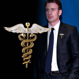 Crystal Caduceus Pins Badge Brooches Lapel Pin Medicine Symbol Jewellery Gifts For Nurse Doctor Medical Students Enamel Brooch Pin