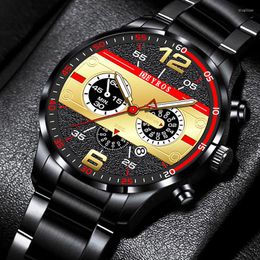 Wristwatches 2023 Luxe Mode Heren Sport Horloges Mannen Business Roestvrij Staal Quartz Polshorloge Man Casual Lichtgevende Klok Montre