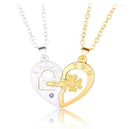 Pendant Necklaces 2x Heart Puzzle Matching For Couples Magnetic Interlocking Couple Necklace Boyfriend Girlfriend Present Dropship