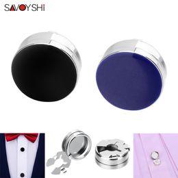 SAVOYSHI Blue Black Cufflinks for Men's Shirt ordinary Button Accessories Elegance Round Enamel Cuff links Brand Men Jewellery