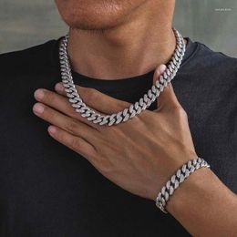 Link Bracelets JEWE 12mm CZ Cuban Bracelet And Necklace Set For Men