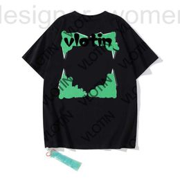 Men's T-Shirts Designer New Men Fashion Tops Sports Tshirt Summer Offs White t Shirts Luxury Cotton Loose Casual Short Sleeves Oil Painting Black Back Print Arrow