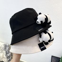 Berets Unique Summer Bucket Hat With Panda Decor Caps Headband Women All Matched Most Teens Adults Accessory