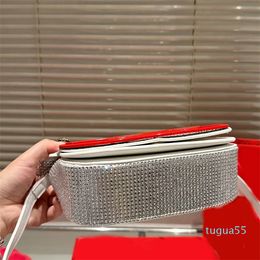 Rhinestone Crossbody Bags Diamante Clutch Handbag Purse Fully Drilled Underarm Bag Red Letters Pattern Plain Hasp Metal Leather