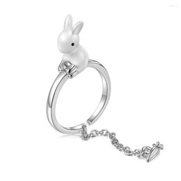Cluster Rings Simple Opening Eating Radish Sweet Animal Jewelry Exquisite Oil Drip Chain For Women Men Gift