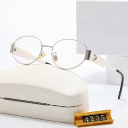 Luxurious Glasses sunglasses designer Silver small frame goggles transparent lens classic big letter reading glasses retro ladies sunglasses original box 4235