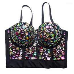 Women's Tanks Visivane Women Tank Top Camis Blusas Stage Party Cropped Shirt Woman Clothes Shaper Ladies Tops Corset Rhinestone Diamond