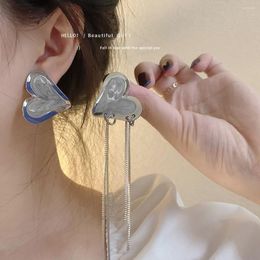 Dangle Earrings Fashion Tassel Ear Wire Earring ForWomen Drip Oil Heart Asymmetrical Personality Charm Girl Party All-match Jewellery Gift