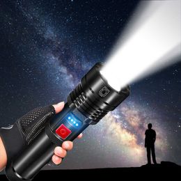 Flashlights Torches E3 XHP50 Super Powerful LED Flashlight Tactical Torch Built-in Battery USB Rechargeable Waterproof Lamp Ultra Bright Lantern P230517