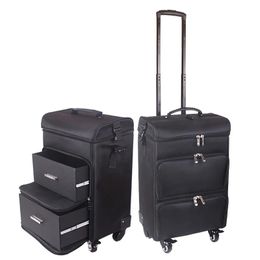 suitcase Professional women trolley makeup case large rolling luggage new cosmetic box beauty tattoo manicure toolbox multilayer Aeroplane carbine size valise