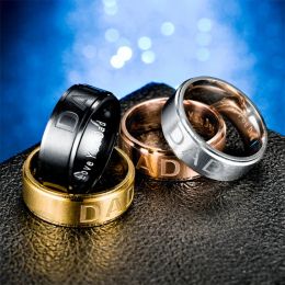 Love You Dad Ring Black Gold band rings mens fashion Jewellery Father's Day gift