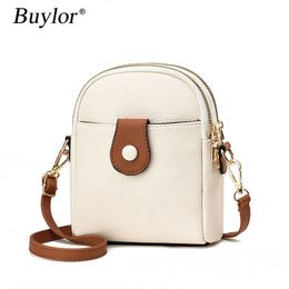 Evening Bags Buylor Tas Bahu Wanita Kulit PU Lembut Fashion Kecil Serbaguna Ringan Dompet Kurir Multi Ritsleting 230517