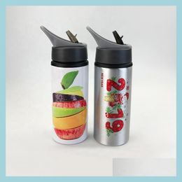 Water Bottles Portable Diy Po Bottle 600Ml Aluminum Olecranon Handle Sublimation Straight Tumbler Climbing Travel Sport Kettle Drop Dhbvl