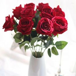 Decorative Flowers 10pcs/bunch Rose Hand Artificial Wedding Decoration Room Table Decor Bridal Flores Artificiales Silk Flower For Party