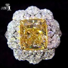 Band Rings YaYI Jewellery Princess Cut 13 CT Yellow Topaz Zircon Silver Colour Engagement Rings wedding Heart Rings Party ring Christmas Gifts J230517