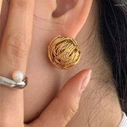 Stud Earrings Metal Braided Sphere For Women Bird Nest Funny Luxury Designer Repli Jewellery Minimalist