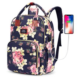 Backpack Lokass 15.6-inch Laptop Bag Ladies Floral Trekking Nylon Travel