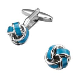 Blue knot Cufflinks high quality laser metal Cufflinks Festival wedding dress fashion men's jewelry shirt cuff links