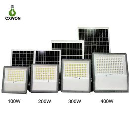 Solar Flood Lights Die cast Aluminium housing 100W 200W 300W 400W Outdoor IP65 Waterproof LED Wall Floodlight Super bright Street Lamp 3000k 4000k 6000k