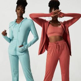 Active Sets Women's Tracksuit Yoga Set Breathable Loose Fitness Suit Zipper Jacket Sexy Bra Jogger Pants Female Gym Clothing Sportswear