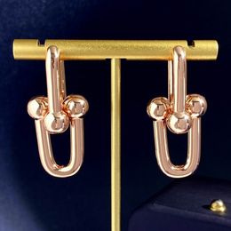2023 lovely cute Earring rose gold stainless steel chain joint round balls Women Dangle & Chandelier with dust bag and box