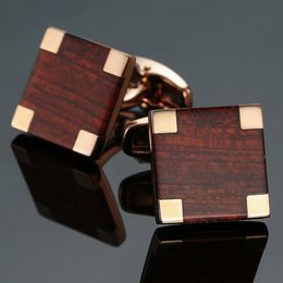 AS181 High quality mahogany Cufflinks new fashion Jewellery wooden Cufflinks men's business shirt suit badge pin gift