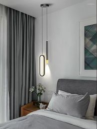 Pendant Lamps Modern Home Decor Lustre Minimalist LED Chandelier Lights Nordic Bedroom Bedside Long Line Light Suspensions Luminaire