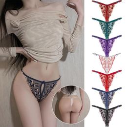 Womens Panties All Previous Orders History Ladies Embroidered Flashing Diamond Waist Sexy Open Crotch Mesh Thong Light Underwear Women