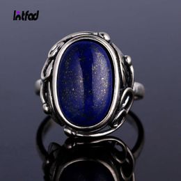 Band Rings Natural Lapis Lazuli 925 Sterling Silver Ring Moonstone Ring for Women Men Vintage Finger Ring Fine Jewellery Gift J230517