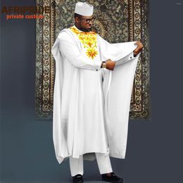 Men's Tracksuits African Suits For Men Agbada Robe Shirts Pants And Tribal Hat Set Dashiki Outfits Plus Size Traditional Attire Wedding
