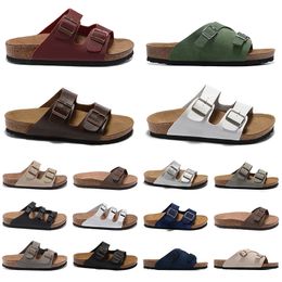 wholesale leather Birke buckle strap Clogs Slippers Casual Flip Flops black blue whit Orange grey Burgundy men women summer Slippers Designer