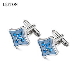 Hot Fleur De Lis Cufflinks for Mens Blue Fleur-De-Lis Cufflink /Father's Day/Lover/Friends/Wedding/Anniversaries/Birthdays Gift